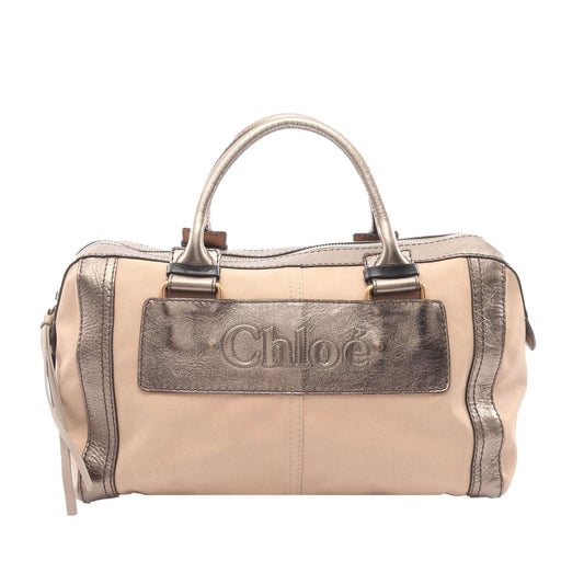 Chloé Canvas Metallic Logo Boston Bag