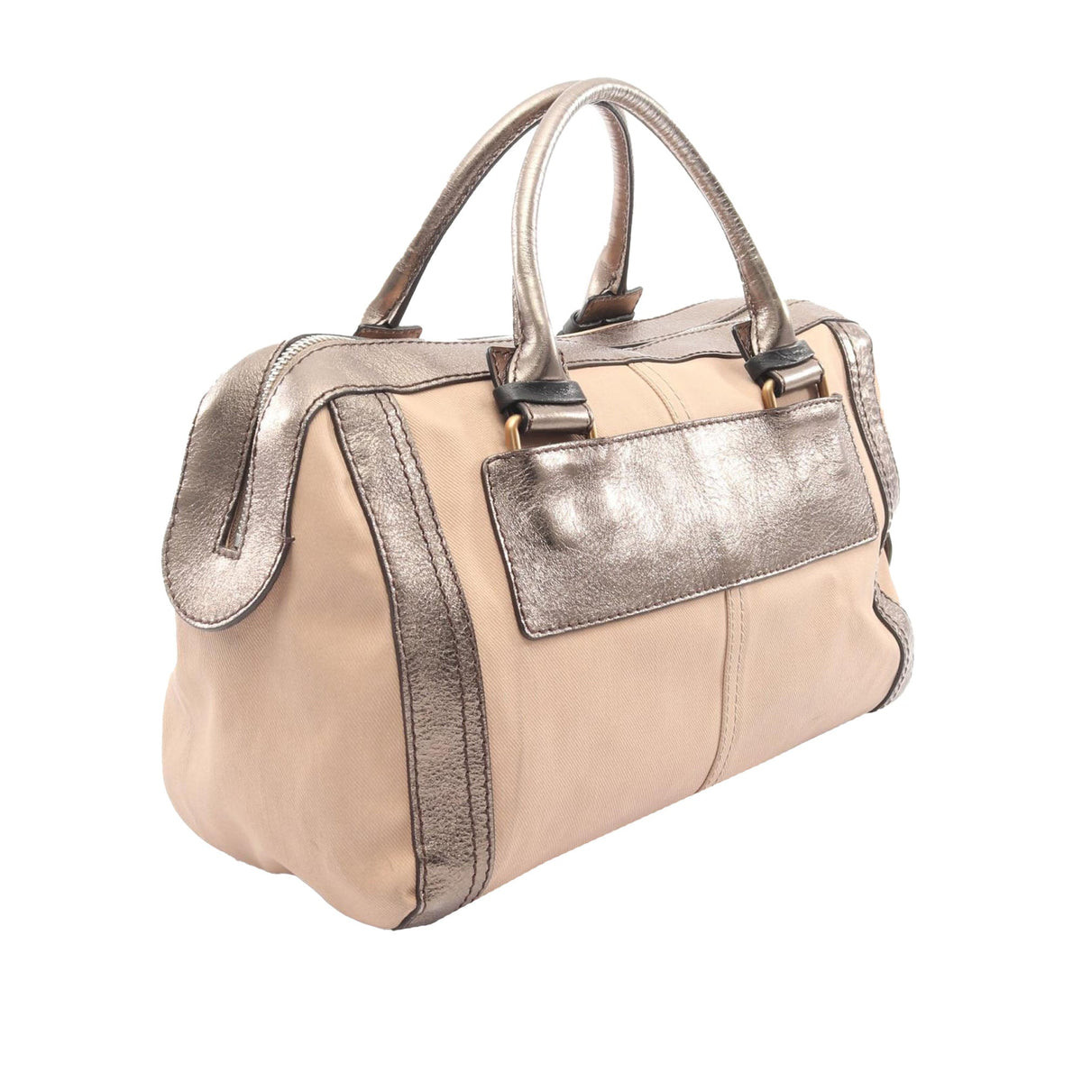 Chloé Canvas Metallic Logo Boston Bag