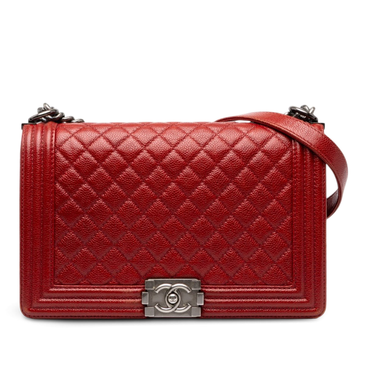 Chanel Medium Quilted Caviar Boy Flap — Red