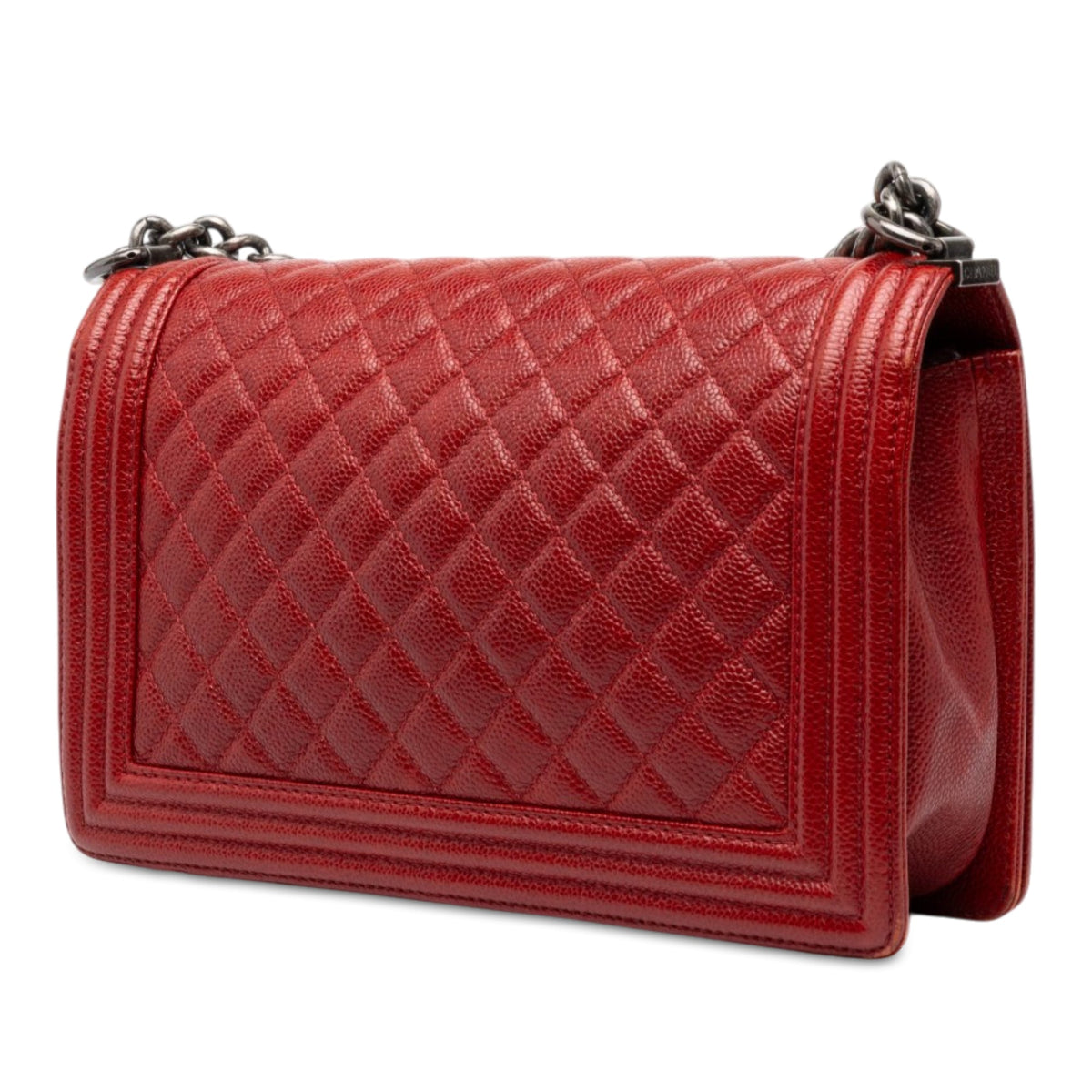 Chanel Medium Quilted Caviar Boy Flap — Red