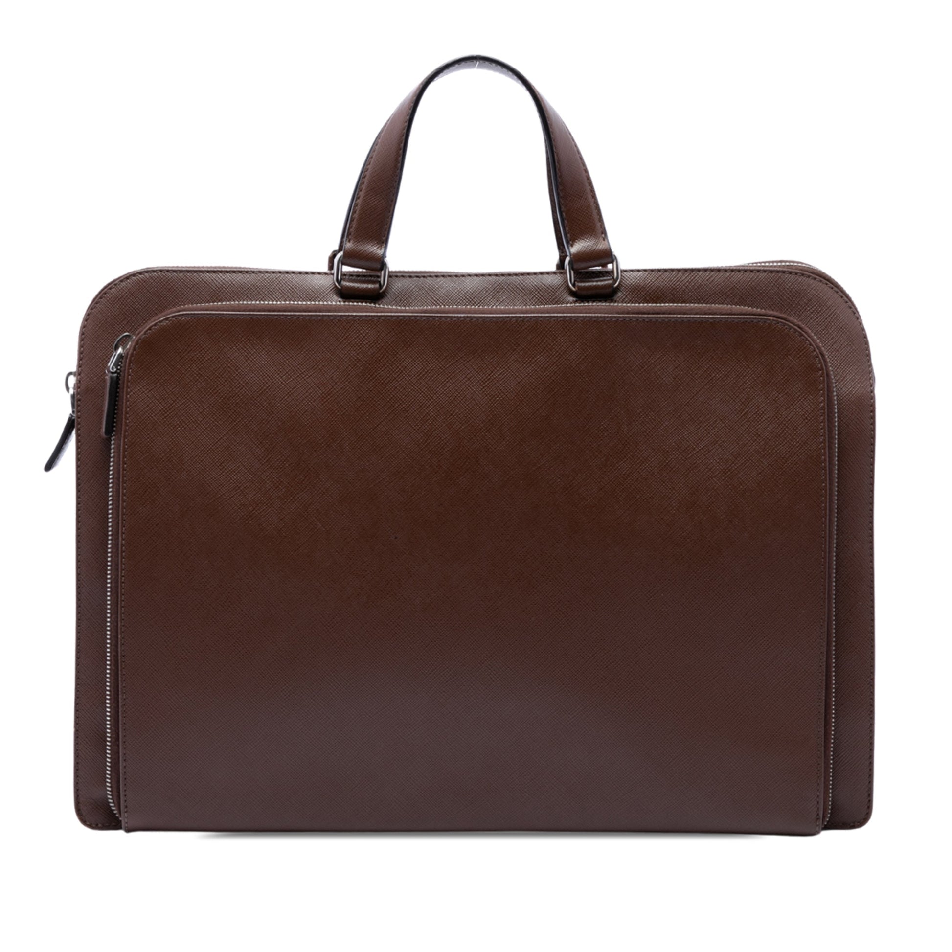 Prada Saffiano Cuir Travel Front Zip Pocket Briefcase