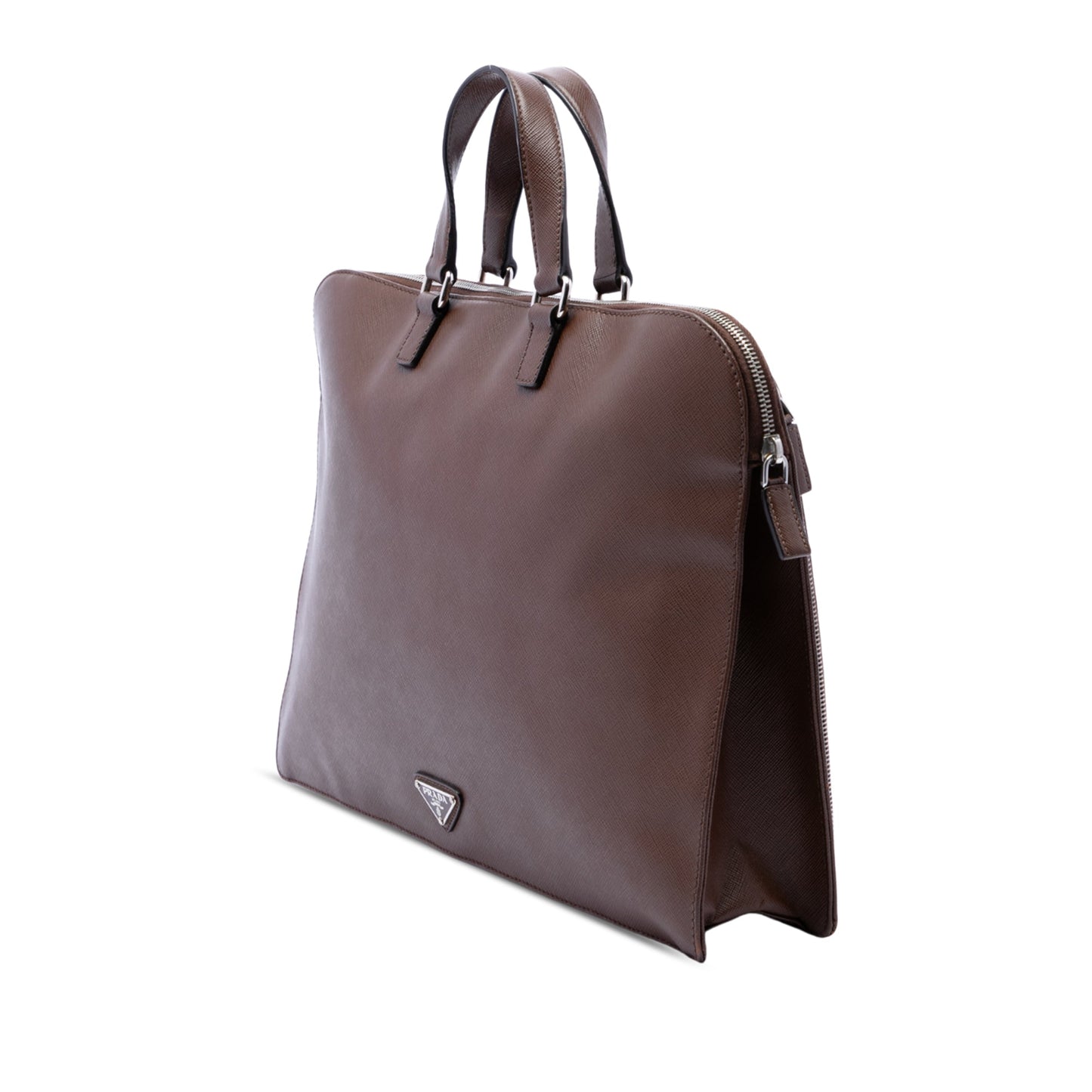 Prada Saffiano Cuir Travel Front Zip Pocket Briefcase