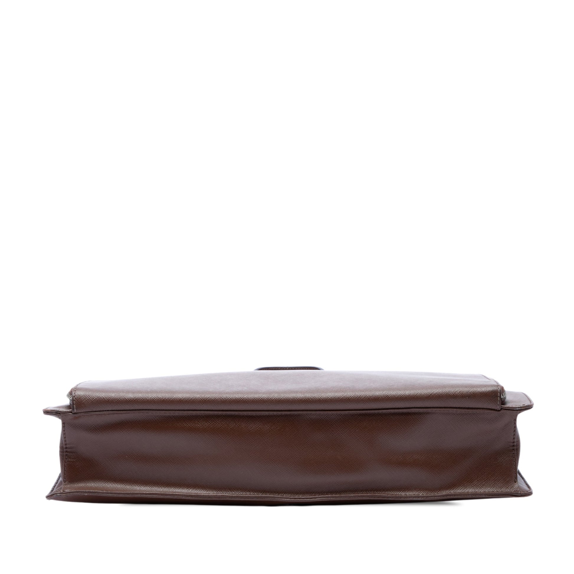 Prada Saffiano Cuir Travel Front Zip Pocket Briefcase