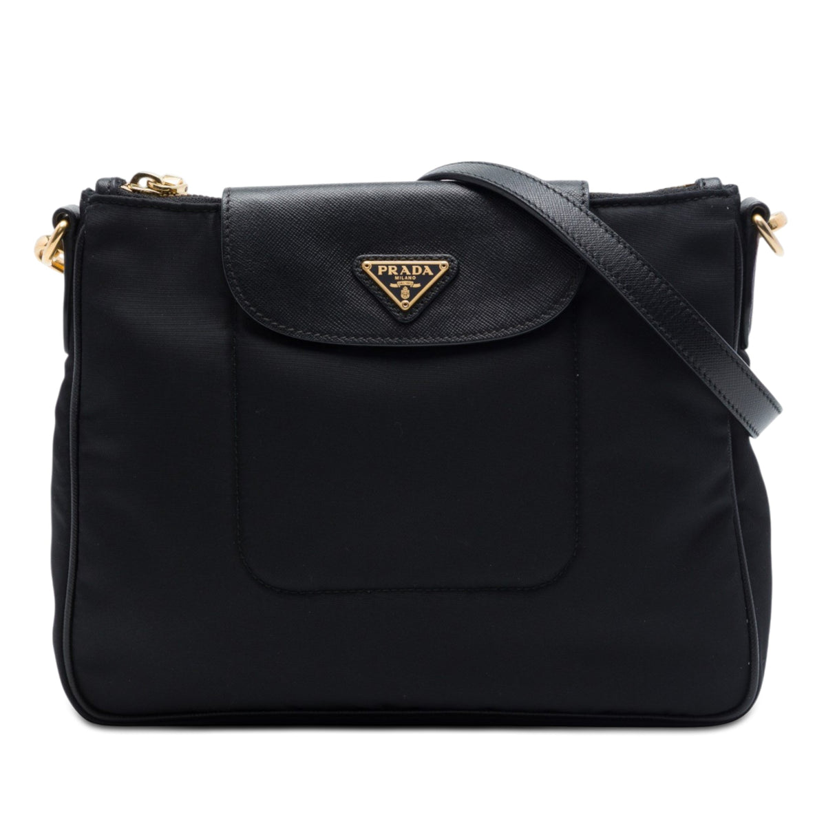Prada Saffiano Trimmed Tessuto Crossbody