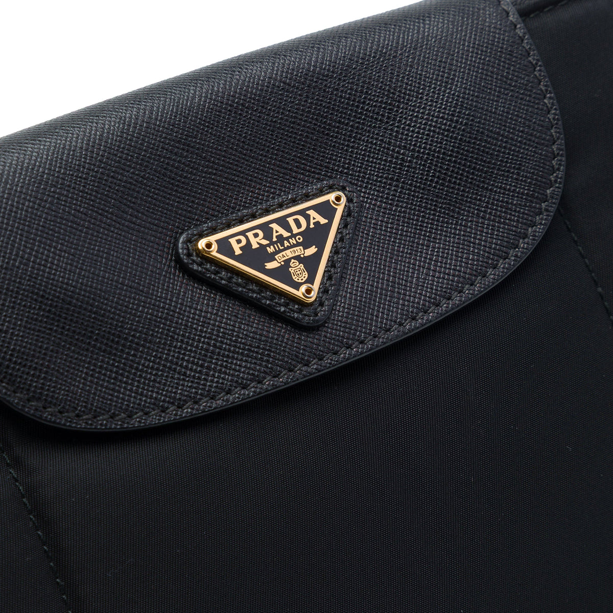 Prada Saffiano Trimmed Tessuto Crossbody