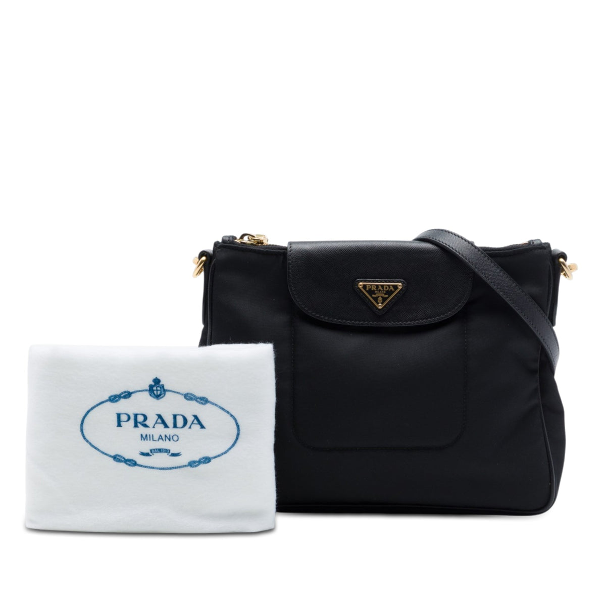 Prada Saffiano Trimmed Tessuto Crossbody