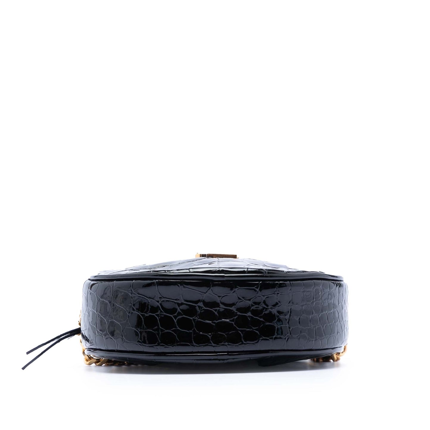 Saint Laurent Croc Embossed Patent Round Vinyle Camera Bag