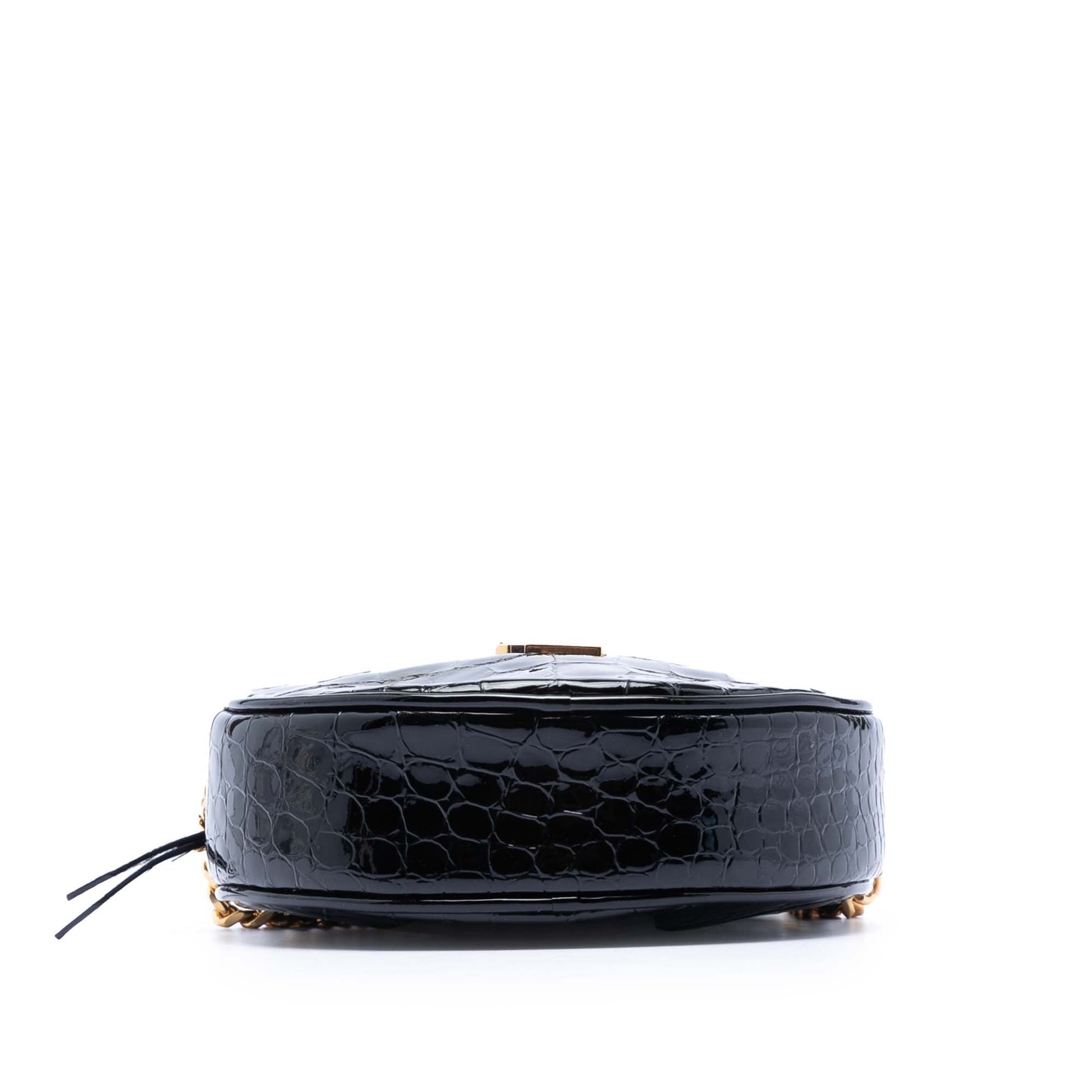 Saint Laurent Croc Embossed Patent Round Vinyle Camera Bag