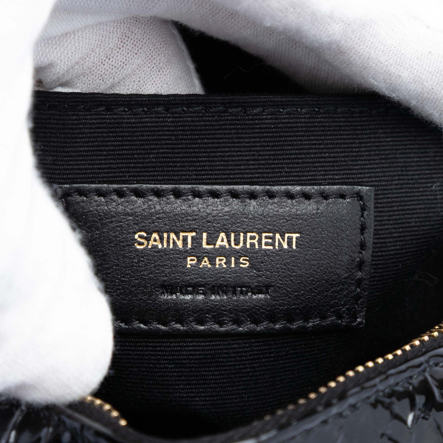 Saint Laurent Croc Embossed Patent Round Vinyle Camera Bag