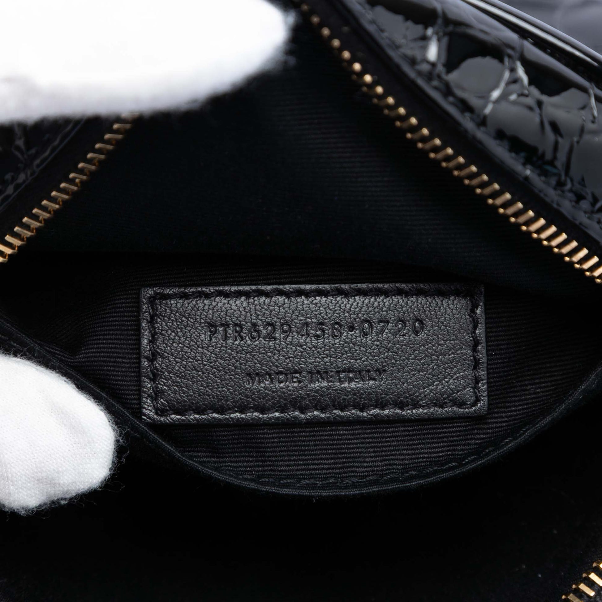 Saint Laurent Croc Embossed Patent Round Vinyle Camera Bag