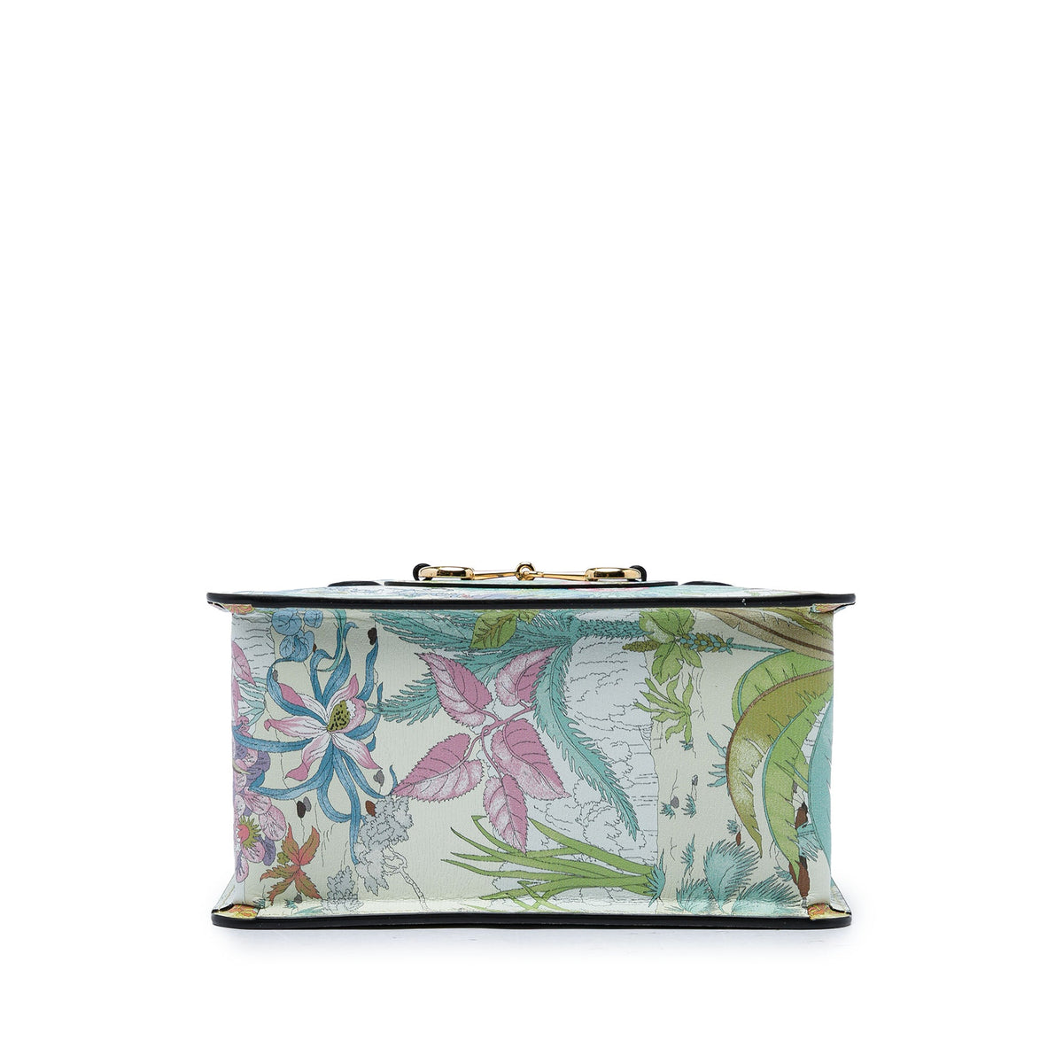 Gucci New Shangai Mini Calfskin Tiger Horsebit 1955 Foldover Top Handle Bag — White