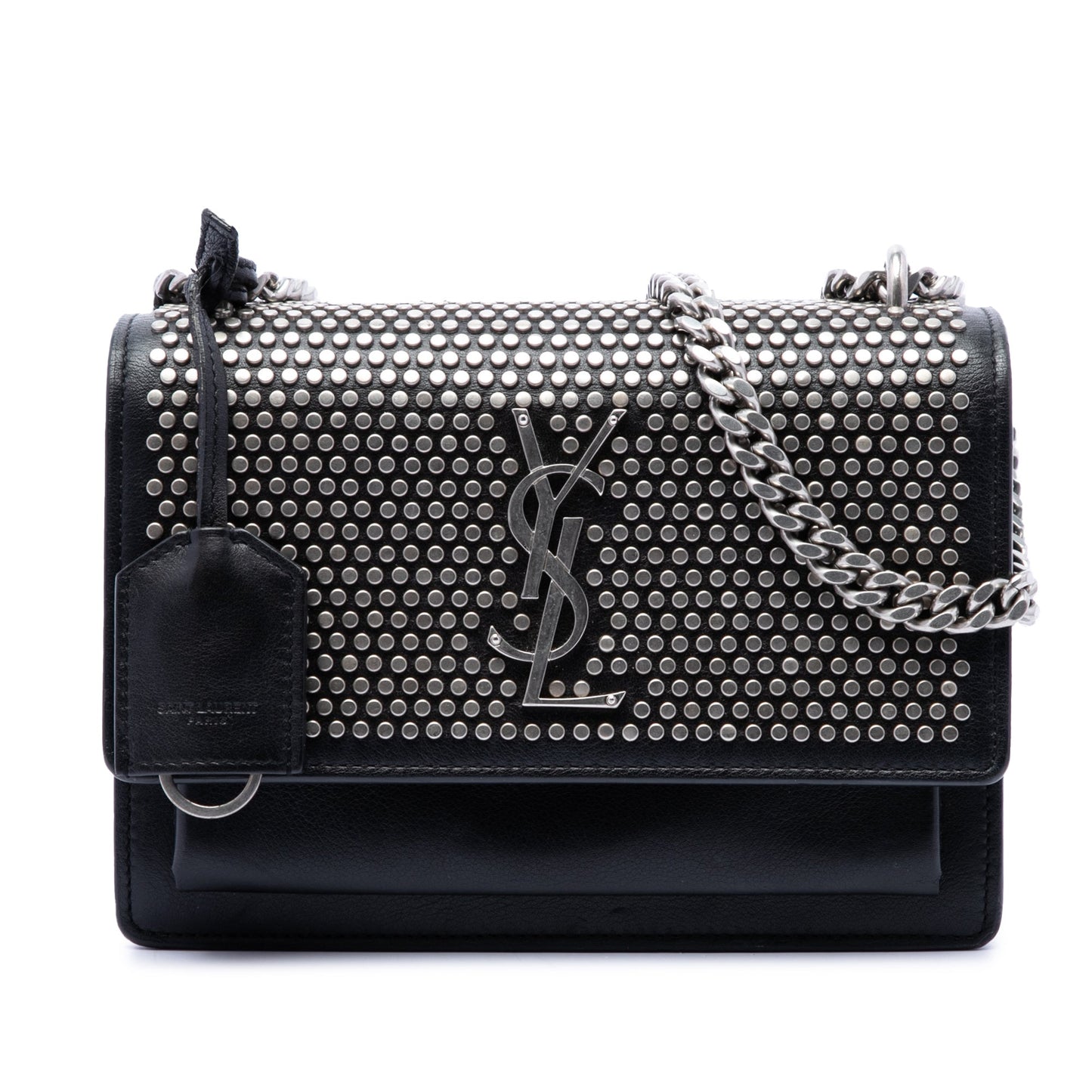 Saint Laurent Small Studded Calfskin Monogram Sunset Crossbody