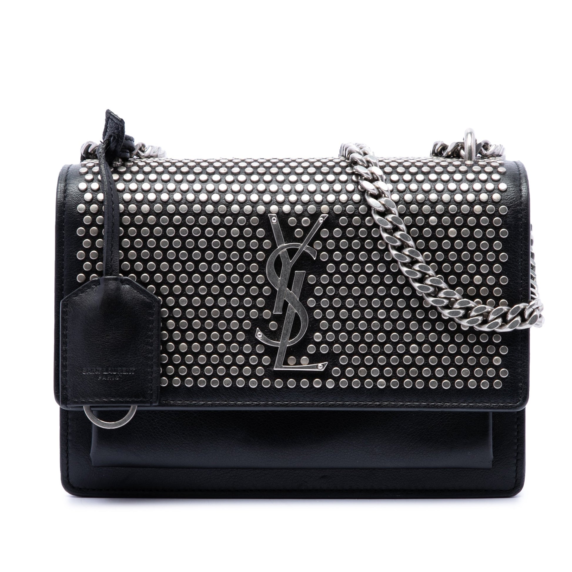 Saint Laurent Small Studded Calfskin Monogram Sunset Crossbody