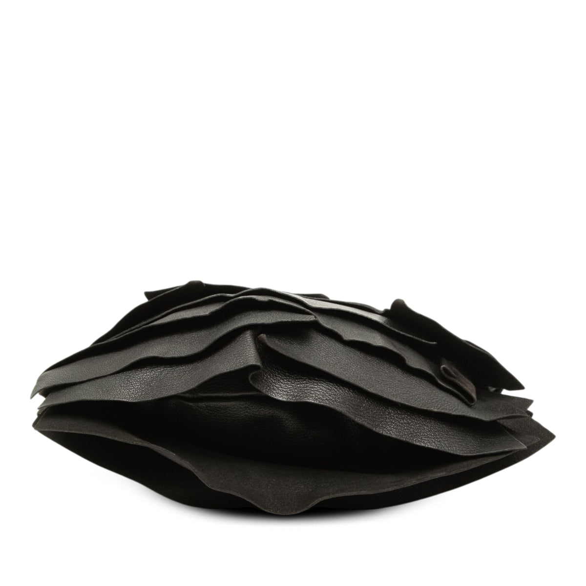 Saint Laurent Small Ruffled Leather Saint Tropez Hobo — Black