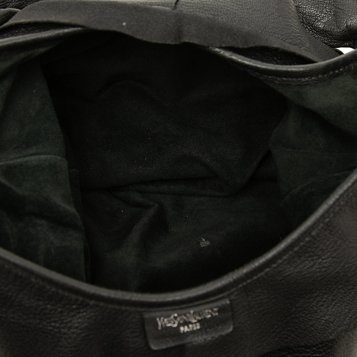 Saint Laurent Small Ruffled Leather Saint Tropez Hobo — Black