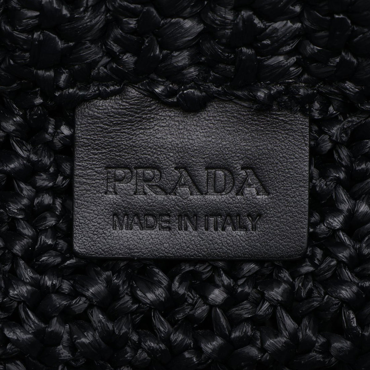 Prada Small Raffia Effect Crochet Embroidered Logo Tote