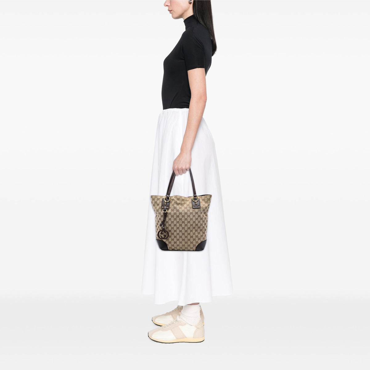 Gucci GG Canvas GG Charm Tote — Beige