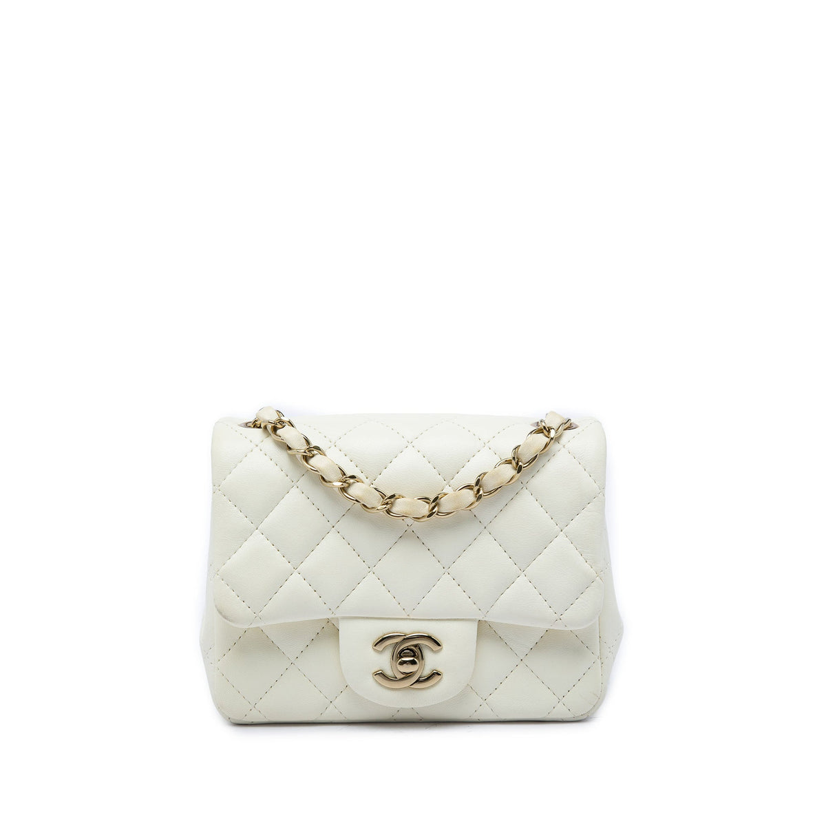 Chanel Mini Square Classic Lambskin Single Flap — White