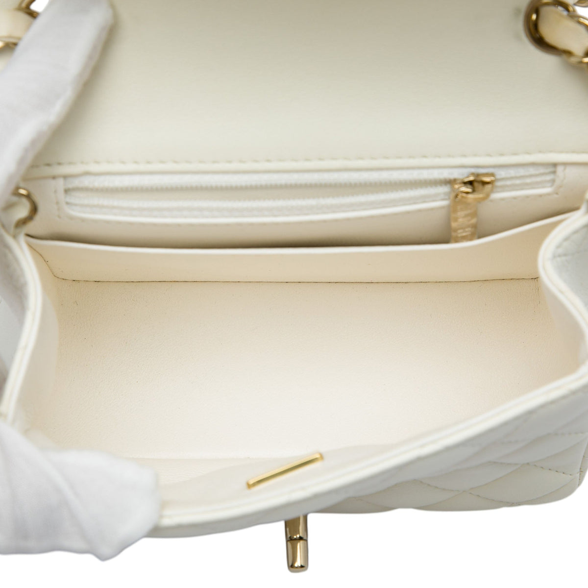 Chanel Mini Square Classic Lambskin Single Flap — White