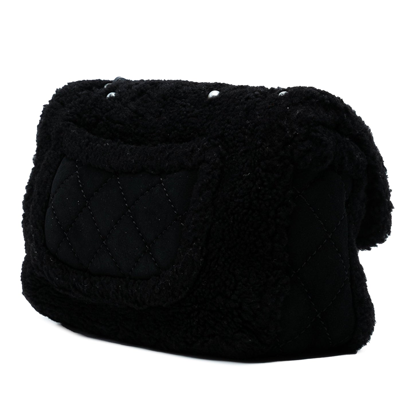Chanel Medium Shearling Pearl Studded Flap