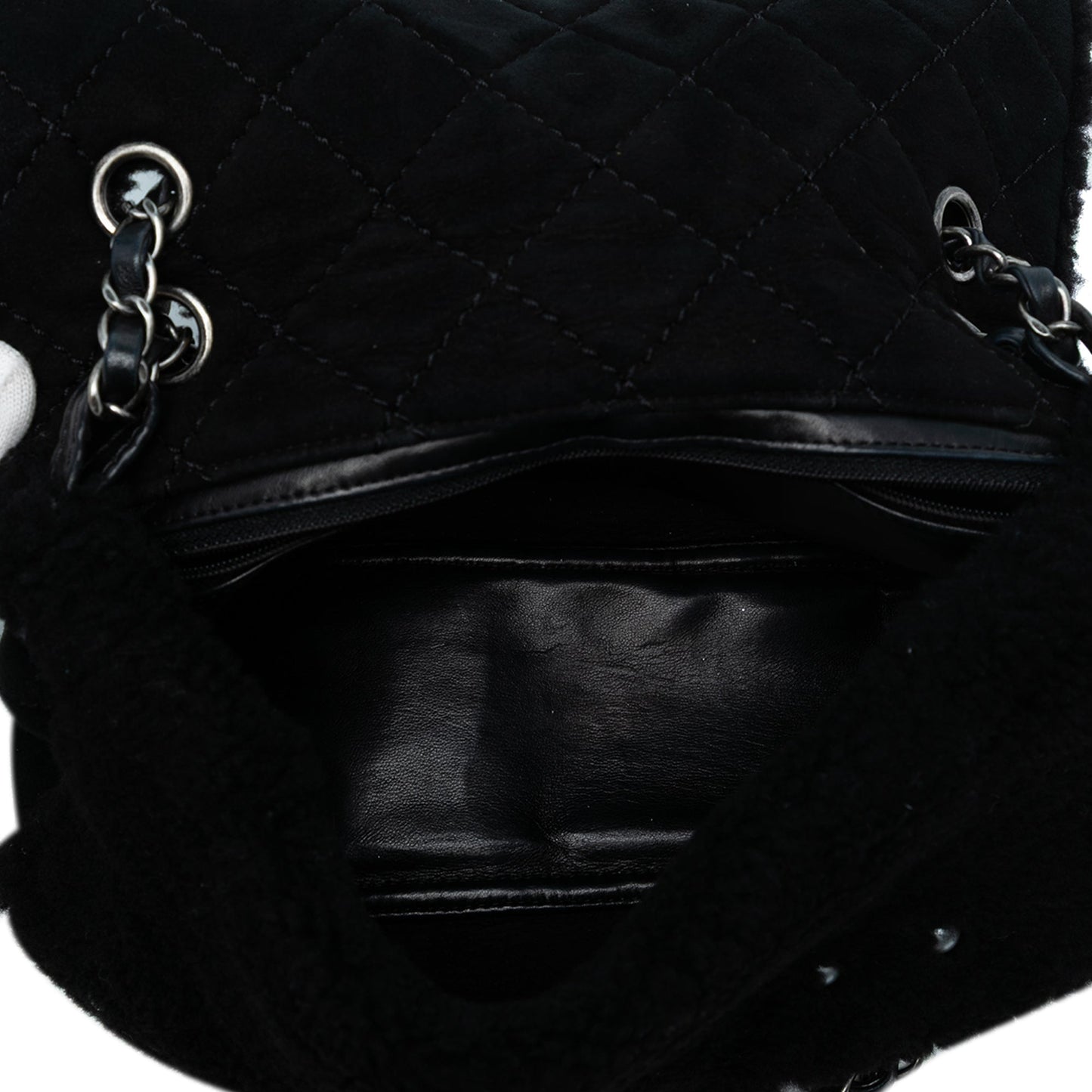 Chanel Medium Shearling Pearl Studded Flap