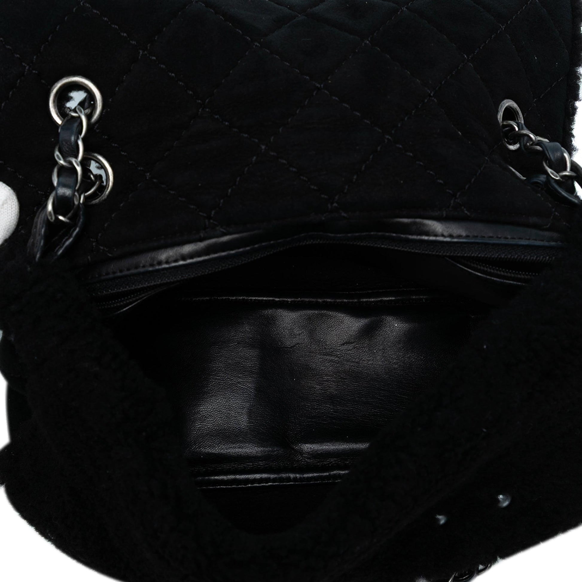 Chanel Medium Shearling Pearl Studded Flap