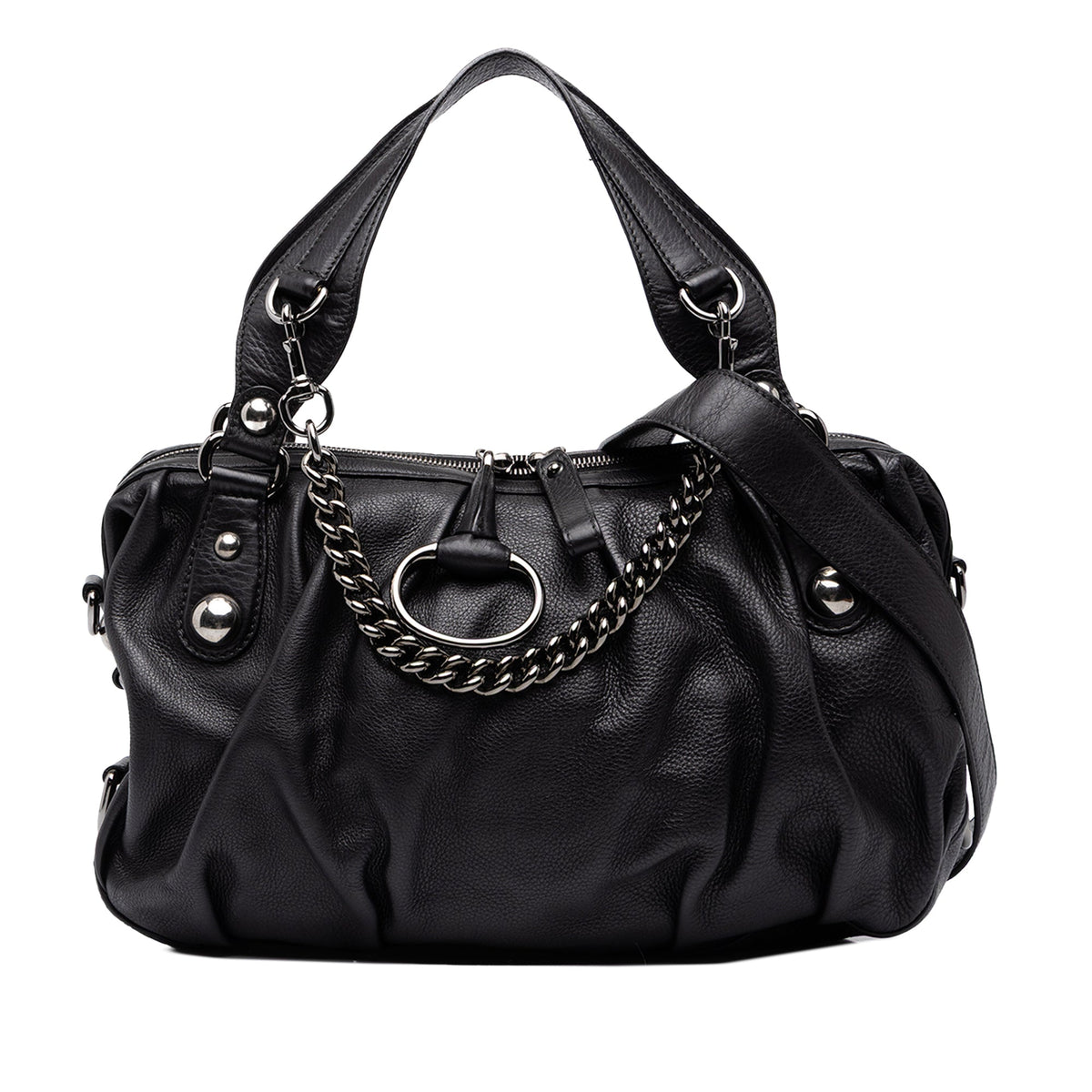 Gucci Calfskin Icon Bit Satchel — Black