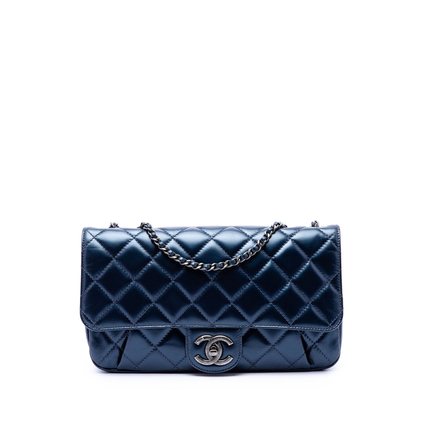 Chanel Medium Quilted Glazed Calfskin Coco Pleats Flap