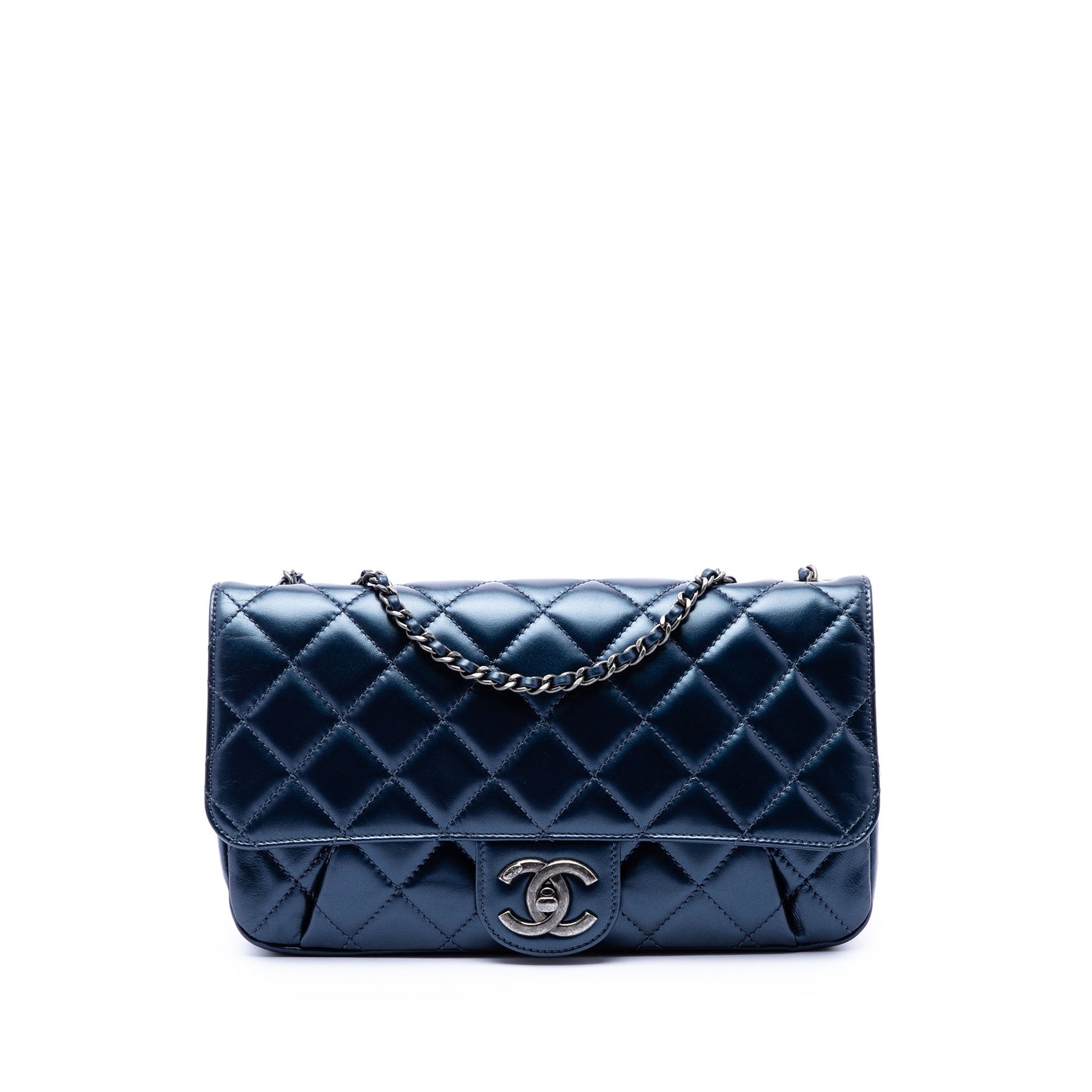 Chanel Medium Quilted Glazed Calfskin Coco Pleats Flap