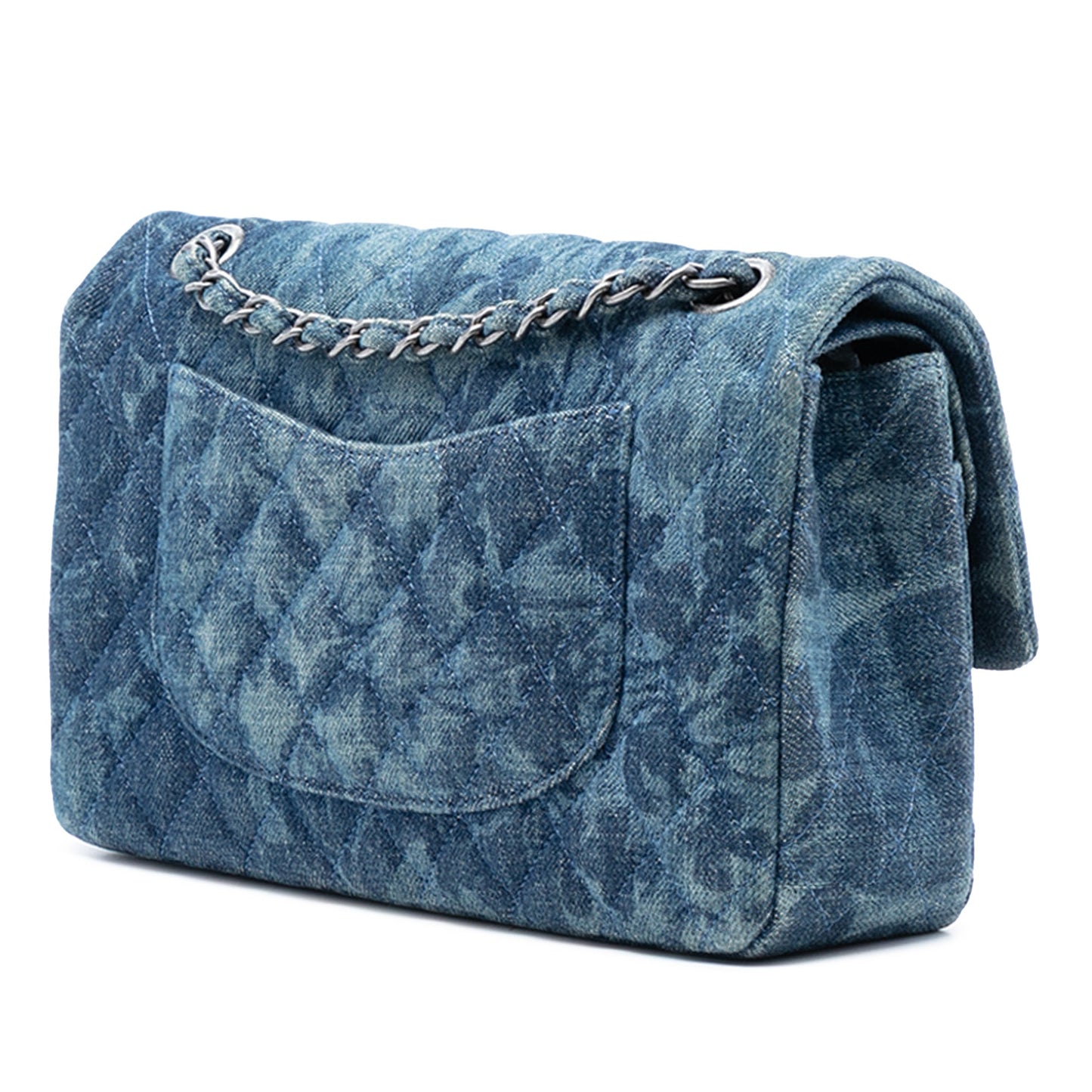 Chanel Medium Classic Denim Floral Double Flap