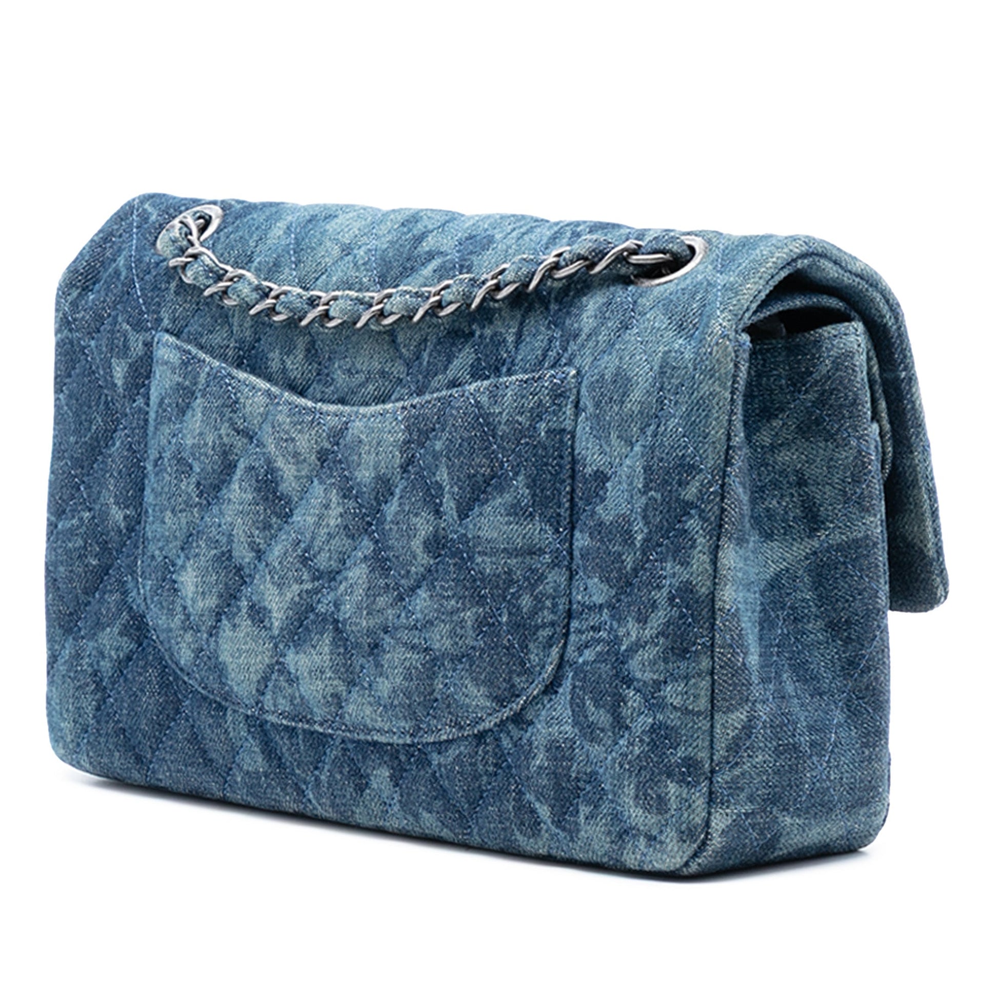 Chanel Medium Classic Denim Floral Double Flap