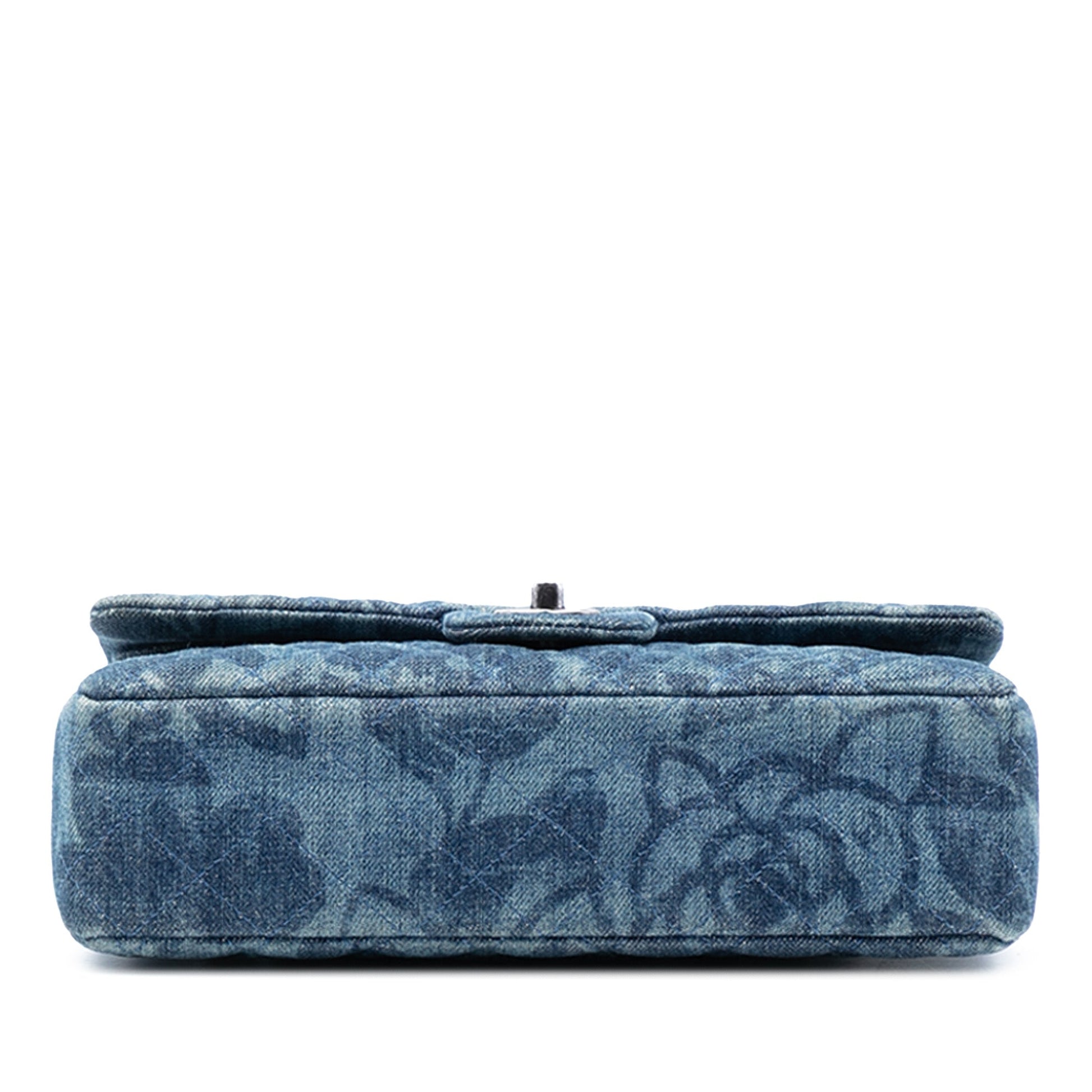 Chanel Medium Classic Denim Floral Double Flap