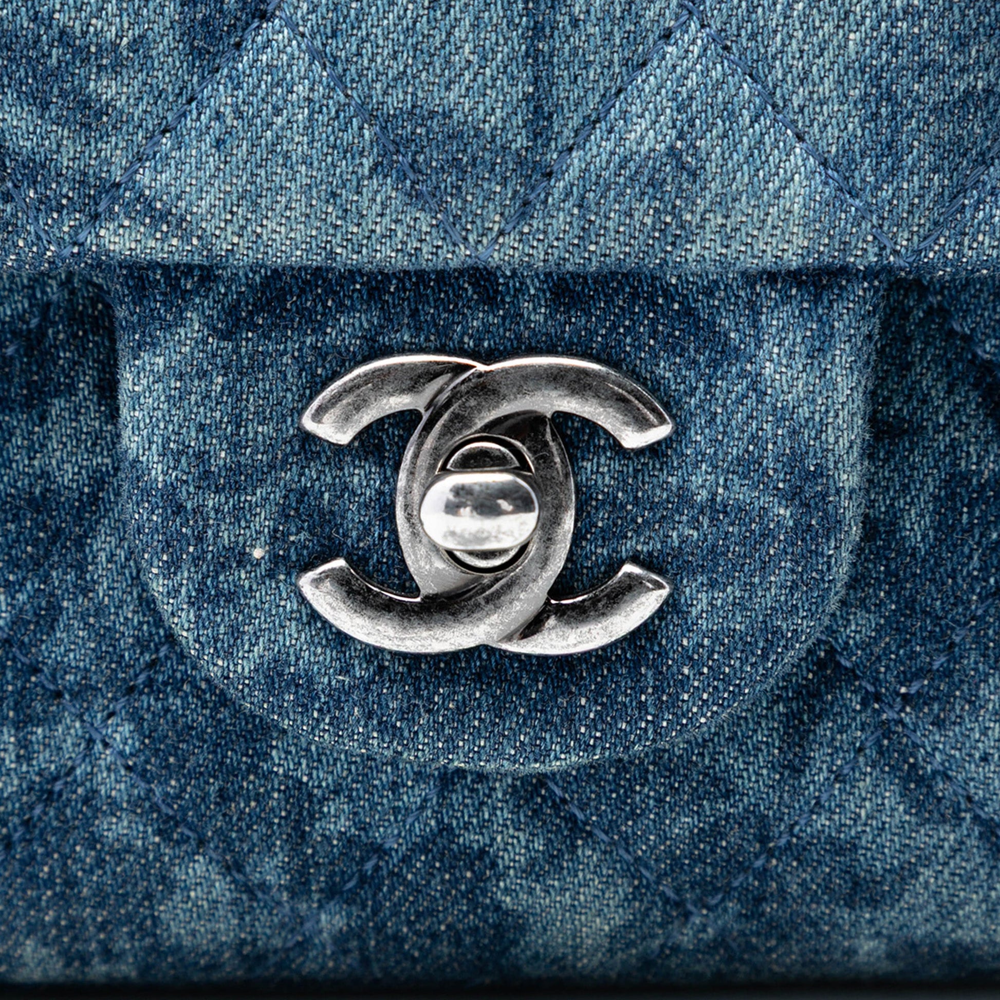 Chanel Medium Classic Denim Floral Double Flap