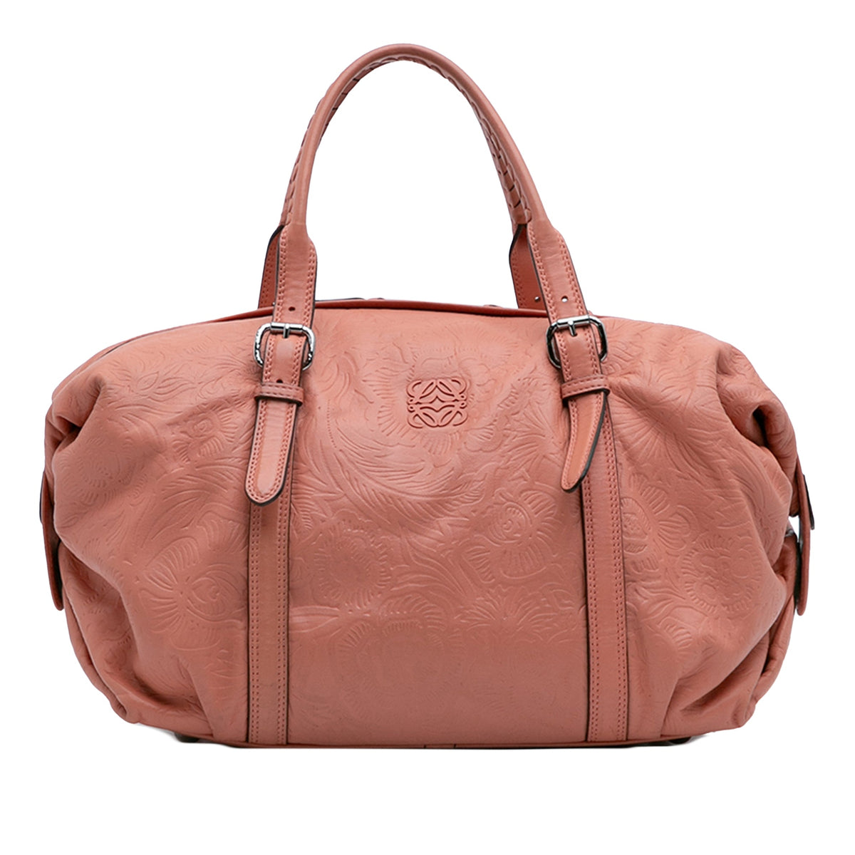 LOEWE Embossed Leather Anagram Boston Bag