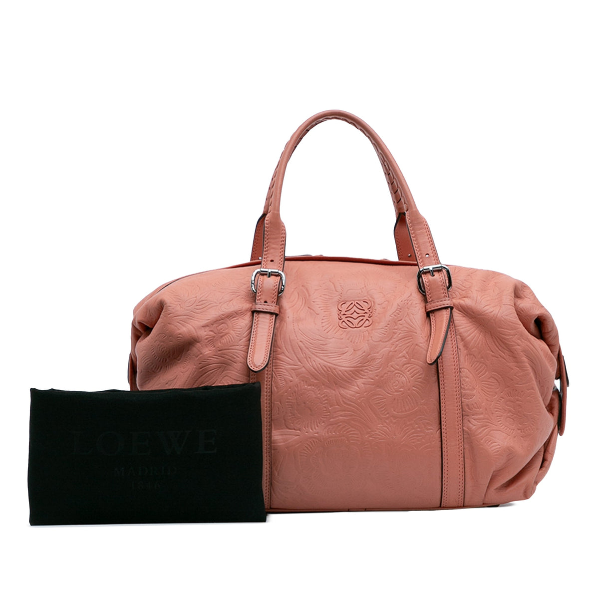 LOEWE Embossed Leather Anagram Boston Bag