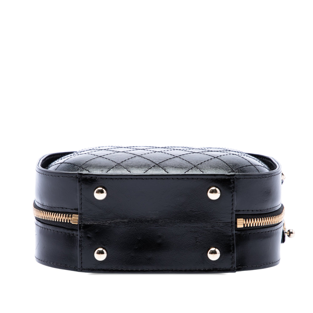 Chanel Small CC Quilted Crumpled Calfskin Vanity Case — Black
