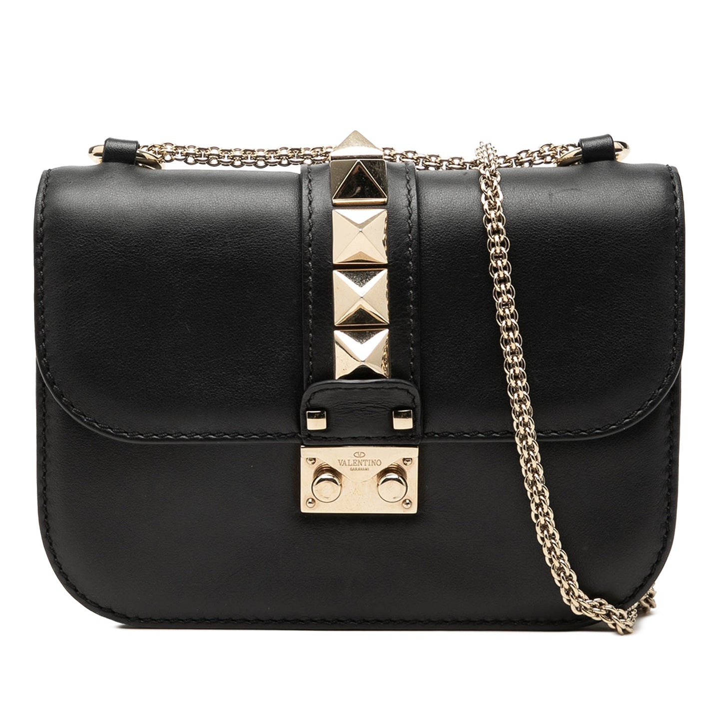 Valentino Small Leather Rockstud Glam Lock Crossbody