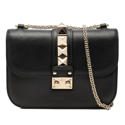Valentino Small Leather Rockstud Glam Lock Crossbody