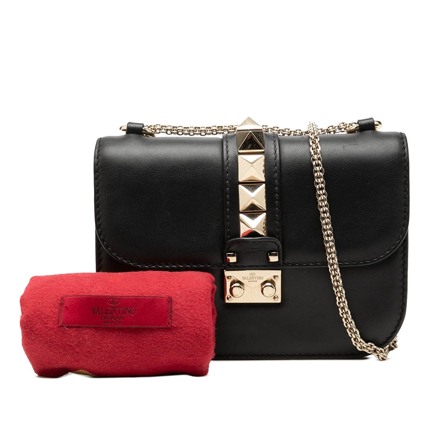 Valentino Small Leather Rockstud Glam Lock Crossbody