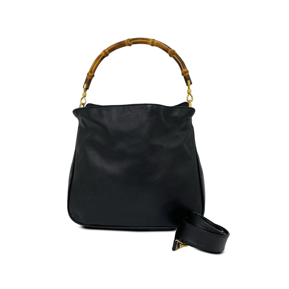 Gucci Leather Bamboo Satchel — Black
