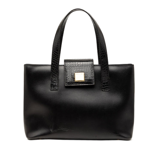 Celine Croc Embossed and Smooth Calfskin Handbag