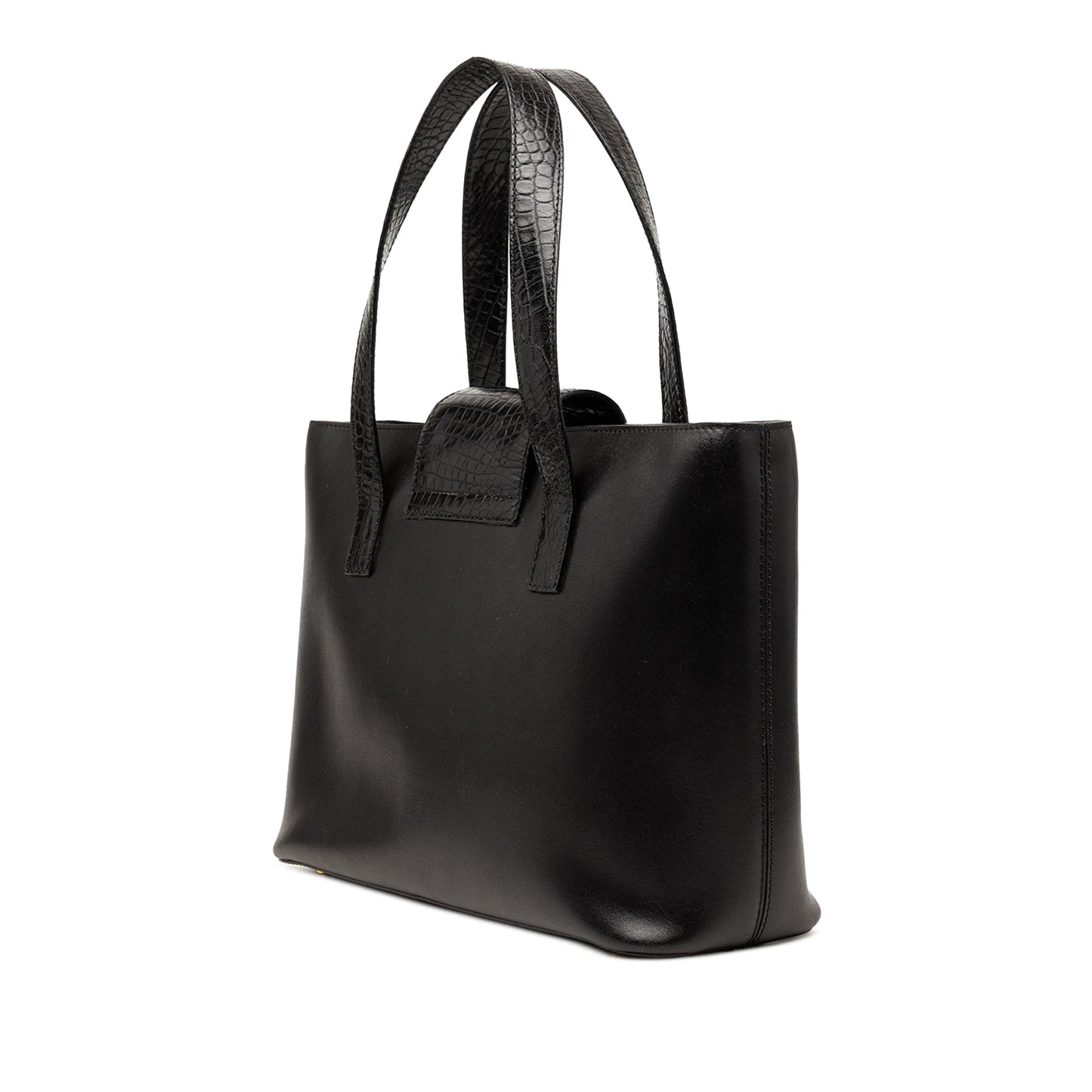 Celine Croc Embossed and Smooth Calfskin Handbag
