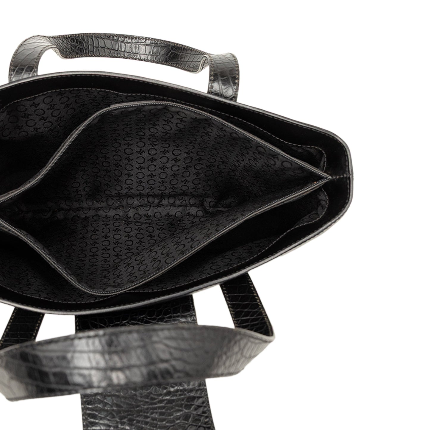 Celine Croc Embossed and Smooth Calfskin Handbag