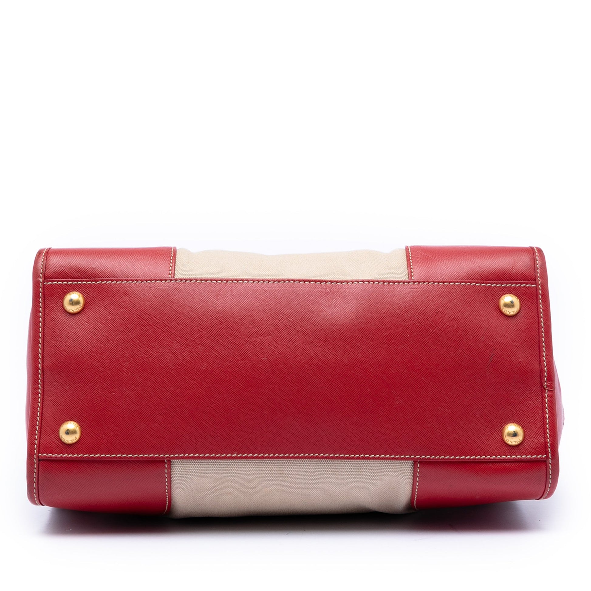 Prada Saffiano Trimmed Canvas Canapa Satchel