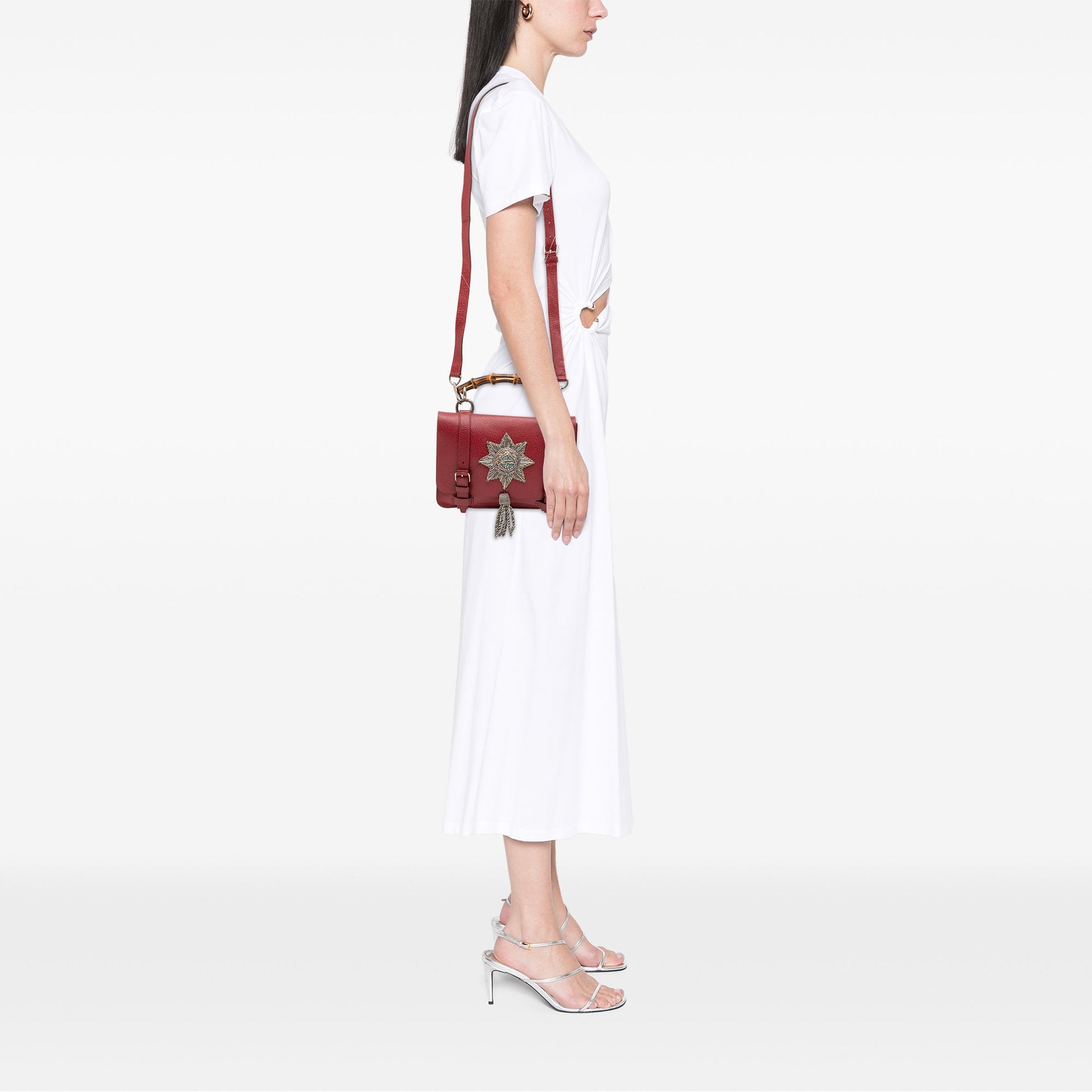 Gucci Leather Bamboo Convertible Top Handle Bag