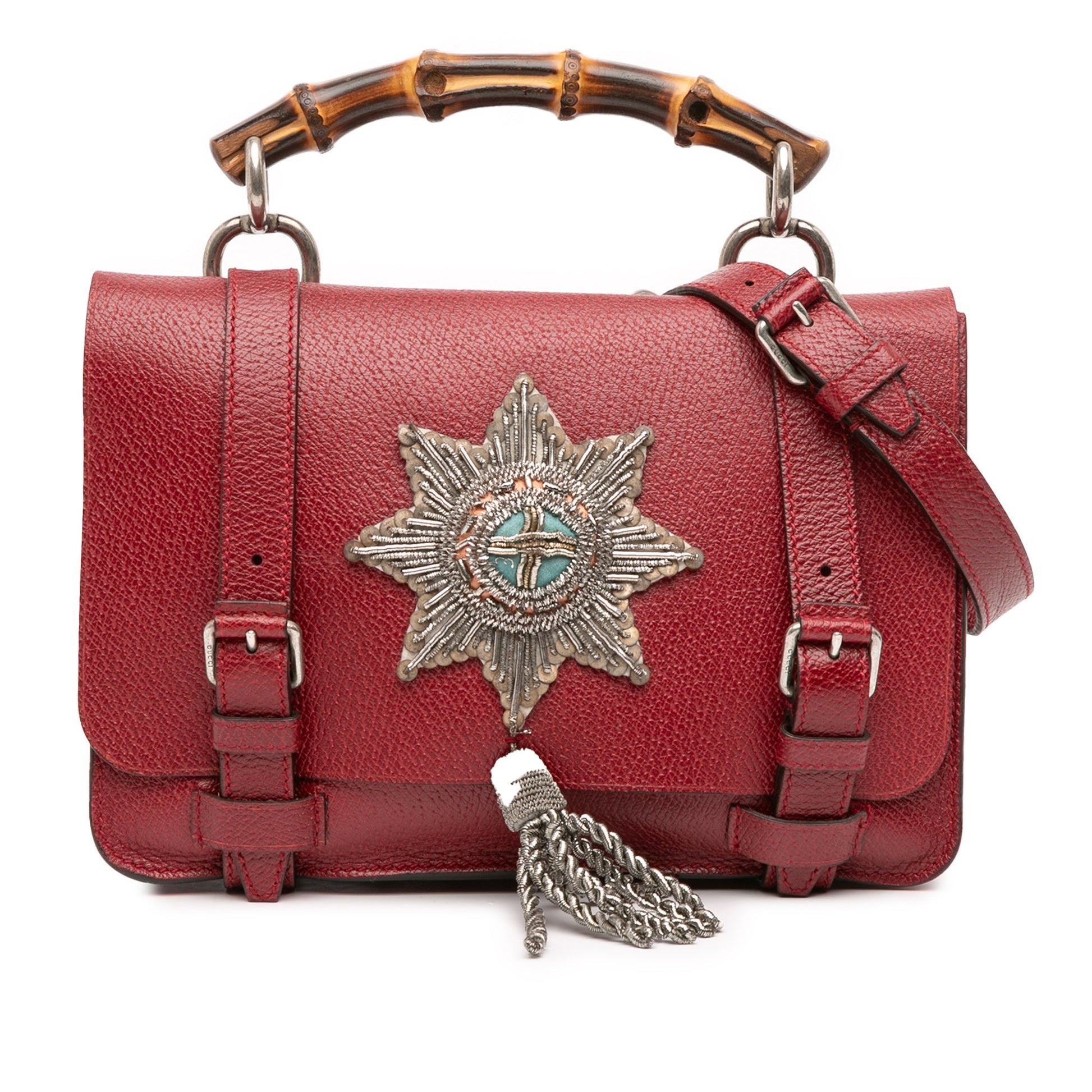 Gucci Leather Bamboo Convertible Top Handle Bag