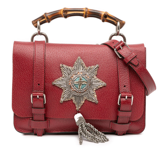 Gucci Leather Bamboo Convertible Top Handle Bag