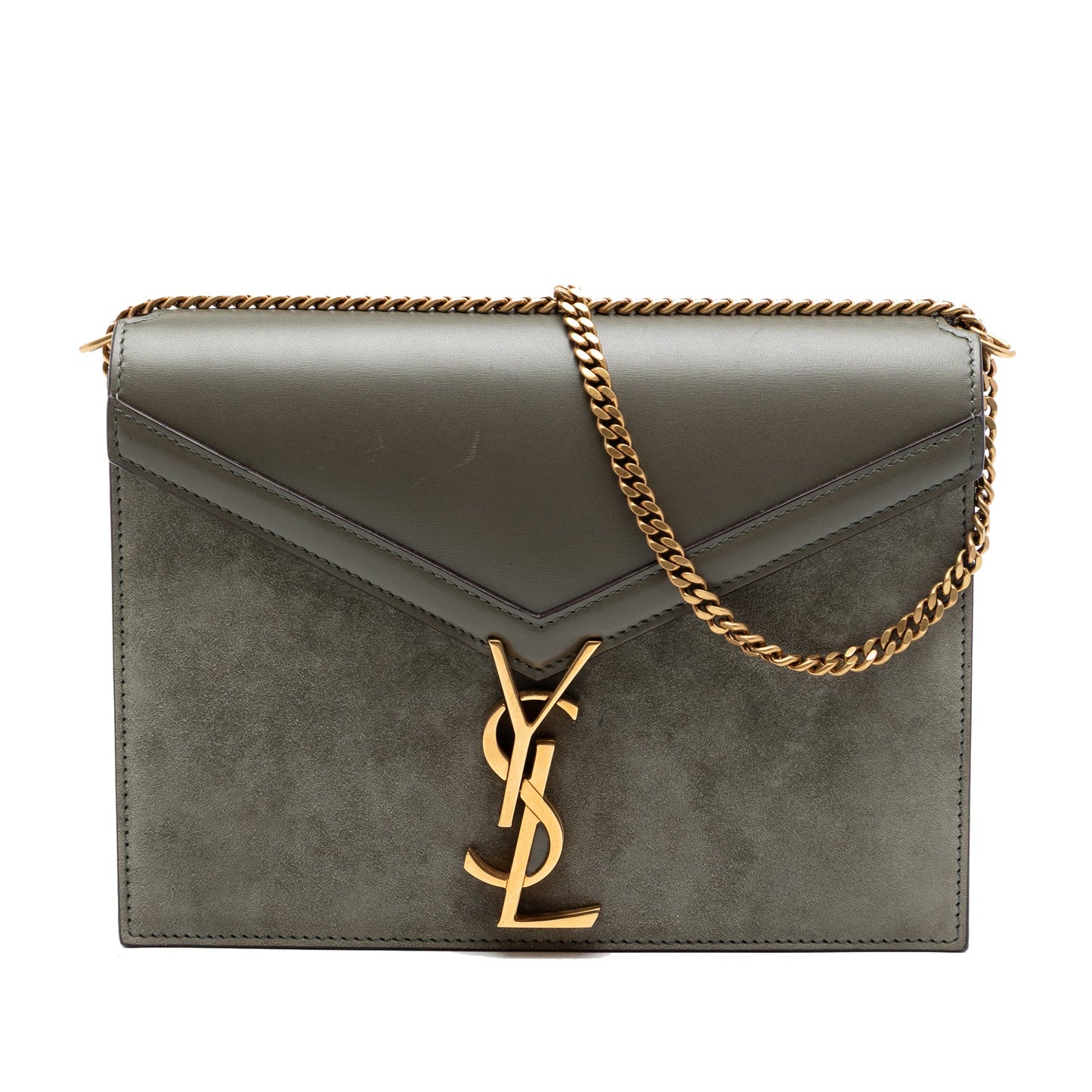 Saint Laurent Suede and Calfskin Monogram Cassandra Clasp Bag