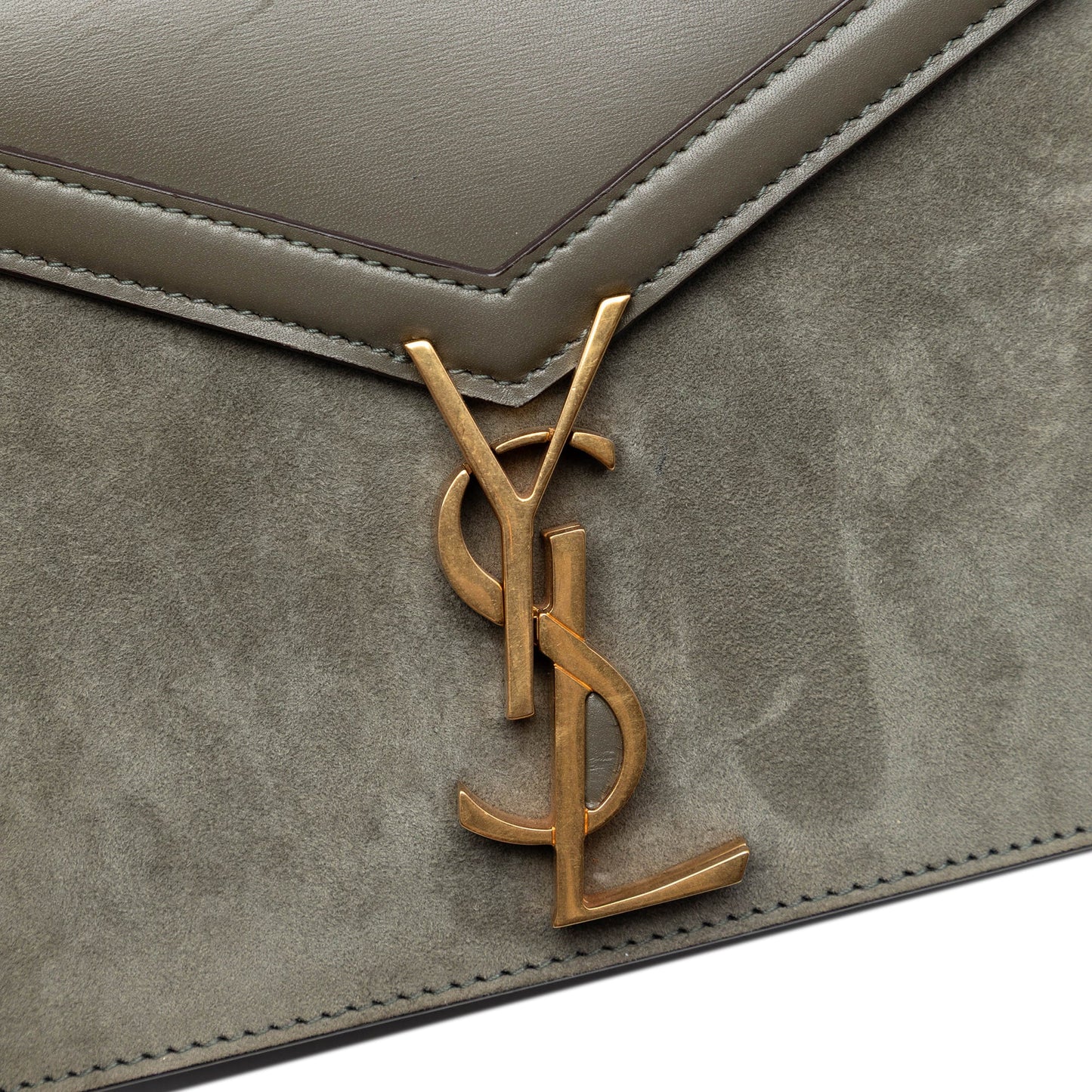 Saint Laurent Suede and Calfskin Monogram Cassandra Clasp Bag