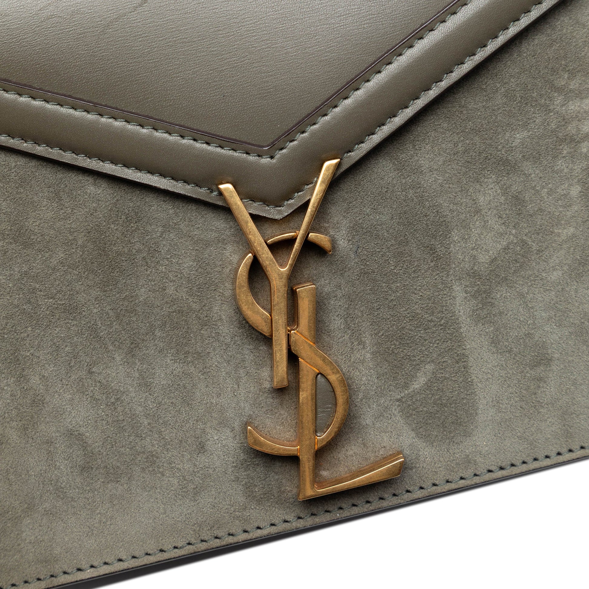 Saint Laurent Suede and Calfskin Monogram Cassandra Clasp Bag